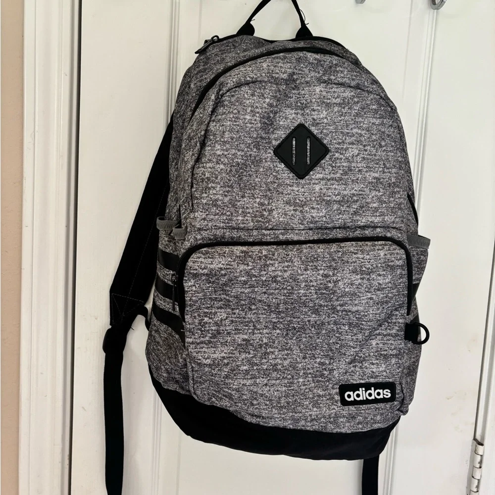 adidas Heather Gray and Black Unisex‎ Everyday 3 Striped Classic Backpack
